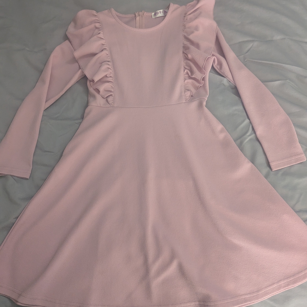 Girls Pink Ruffle Party Dress